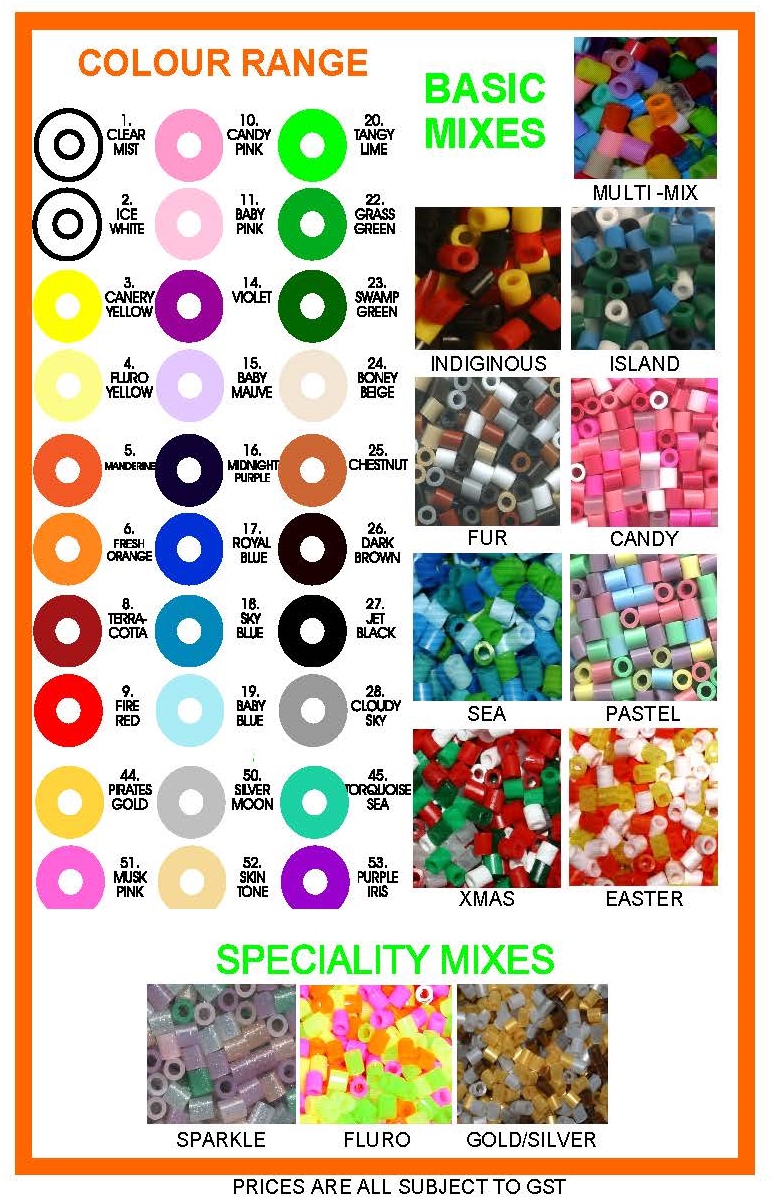 Iron me Bead colours card